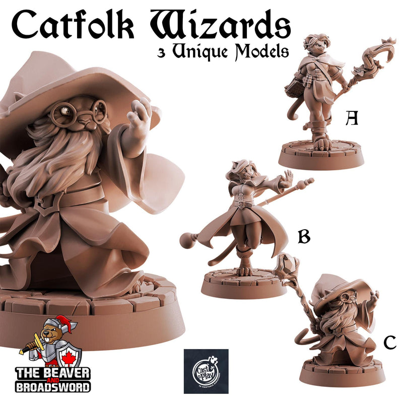 Catfolk Wizards | DnD Miniature, Premium Resin, Durable and Tough for your TTRPG and Wargaming! 32mm, 28mm, Tabaxi, Sorcerer, Warlock