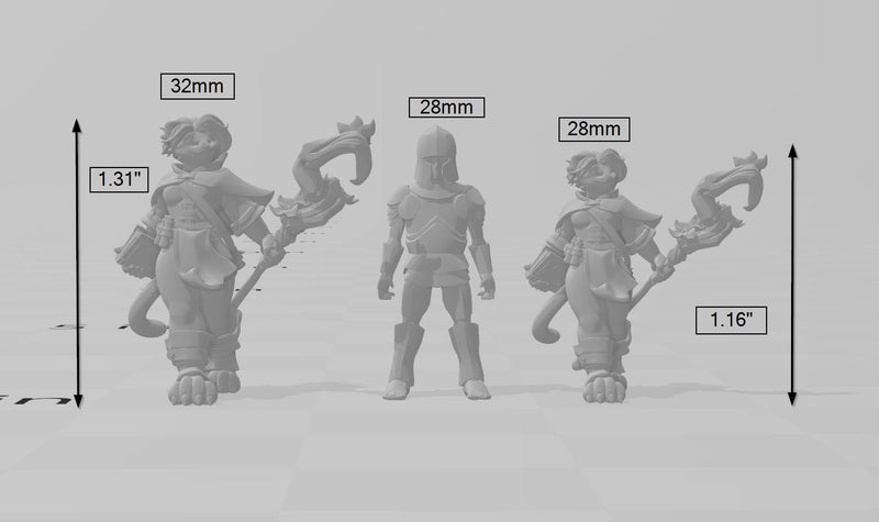 Catfolk Wizards | DnD Miniature, Premium Resin, Durable and Tough for your TTRPG and Wargaming! 32mm, 28mm, Tabaxi, Sorcerer, Warlock