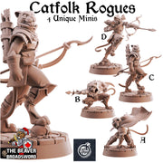 Catfolk Rogues mini set | DnD Miniature, Premium Resin, Durable and Tough for your TTRPG and Wargaming! 32mm, 28mm, Tabaxi, Ranger, Thief