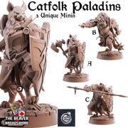 Catfolk Paladins mini set | DnD Miniature, Premium Resin, Durable and Tough for your TTRPG and Wargaming! 32mm, 28mm, Tabaxi, Ranger, Thief