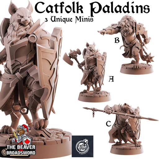 Catfolk Paladins mini set | DnD Miniature, Premium Resin, Durable and Tough for your TTRPG and Wargaming! 32mm, 28mm, Tabaxi, Ranger, Thief