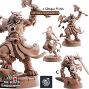 Catfolk Barbarians mini set | DnD Miniature, Premium Resin, Durable and Tough for your TTRPG and Wargaming! 32mm, 28mm, Fighter, Warrior