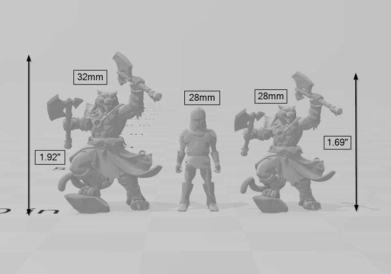 Catfolk Barbarians mini set | DnD Miniature, Premium Resin, Durable and Tough for your TTRPG and Wargaming! 32mm, 28mm, Fighter, Warrior