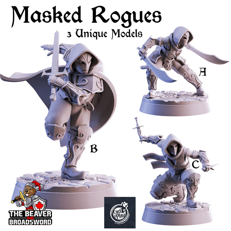 Masked Rogues mini set | DnD Miniature, Premium Resin, Durable and Tough for your TTRPG and Wargaming! 32mm, 28mm, Thief, Assassin