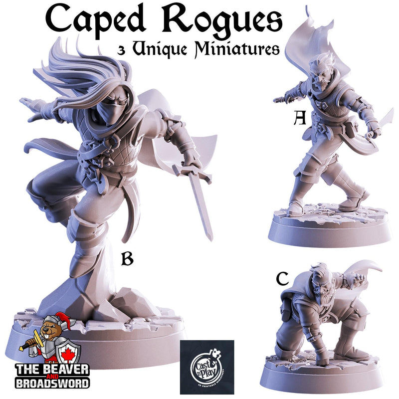 Caped Rogues mini set | DnD Miniature, Premium Resin, Durable and Tough for your TTRPG and Wargaming! 32mm, 28mm, Thief, Assassin
