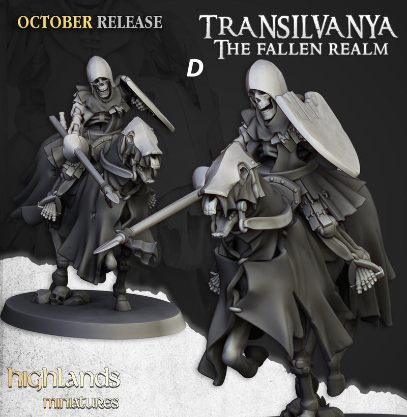 Mounted Skeleton Warrior Set - Highland Miniature | DnD | Undead | melee | 32mm | Pathfinder | Graveyard | TTRPG | Wargaming | Frostgrave