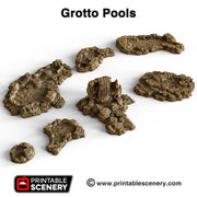 Grotto Pools 7pc set | DnD RPG and Warming Terrain, Durable and High quality. Perfect For Diorama and Models. Cavern, Cave, Goblin, Water