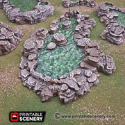 Grotto Pools 7pc set | DnD RPG and Warming Terrain, Durable and High quality. Perfect For Diorama and Models. Cavern, Cave, Goblin, Water