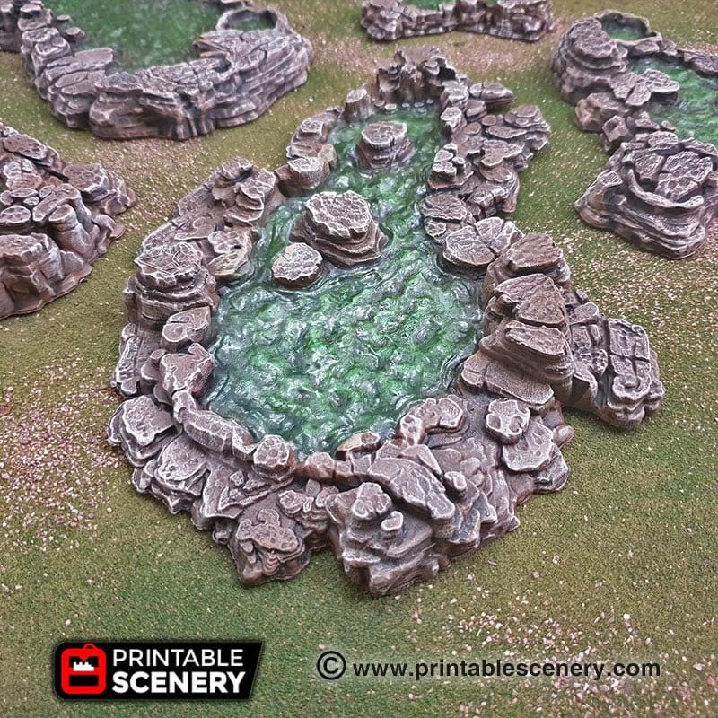 Grotto Pools 7pc set | DnD RPG and Warming Terrain, Durable and High quality. Perfect For Diorama and Models. Cavern, Cave, Goblin, Water