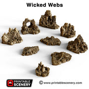 Wicked Webs 9pc terrain set | DnD RPG and Warming Terrain, Durable and High quality. Perfect For Diorama and Models. Caver, Cave, Spider