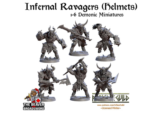 Helmeted Infernal Ravagers Mini Set | Premium Resin Miniatures for Tabletop Gaming, DnD, Wargaming and more!
