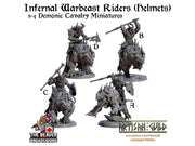 Helmeted Infernal Warbeast Riders Mini Set | Premium Resin Miniatures for Tabletop Gaming, DnD, Wargaming and more!