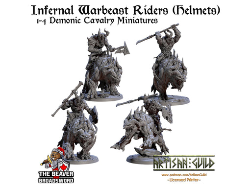 Helmeted Infernal Warbeast Riders Mini Set | Premium Resin Miniatures for Tabletop Gaming, DnD, Wargaming and more!