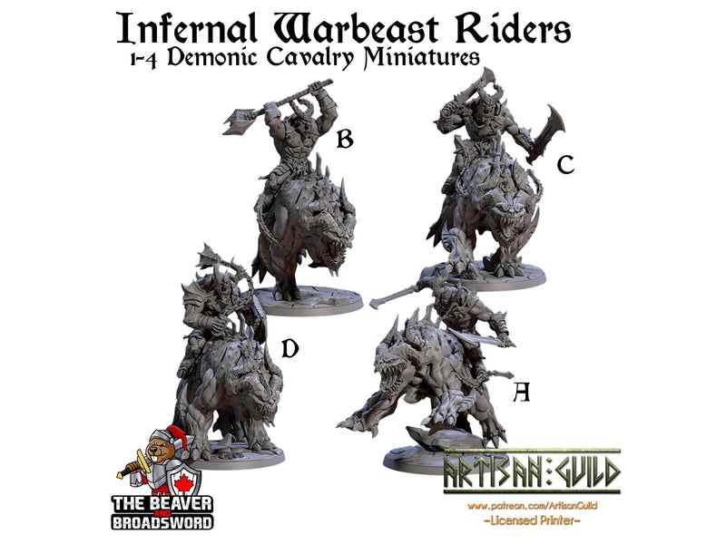 Infernal Warbeast Riders Mini Set | Premium Resin Miniatures for Tabletop Gaming, DnD, Wargaming and more!