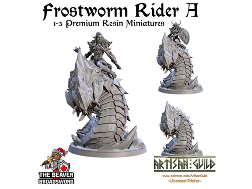 Frostworm Rider A | Premium Resin Miniature for Tabletop Gaming, DnD, Wargaming and more! Perfect Elf or Drow