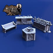 Church Furnishings 9pc Miniature Furniture Set | Premium Resin Mini Scatter Terrain for Tabletop Gaming, DnD, Wargaming and more!