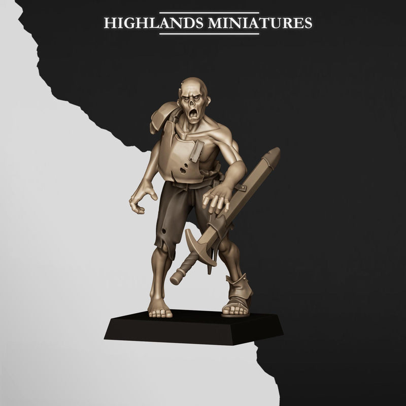 Zombie Unit 10 or 20 Mini Set - 28/32mm Scale Premium Resin Models for Wargaming and RPG, DnD