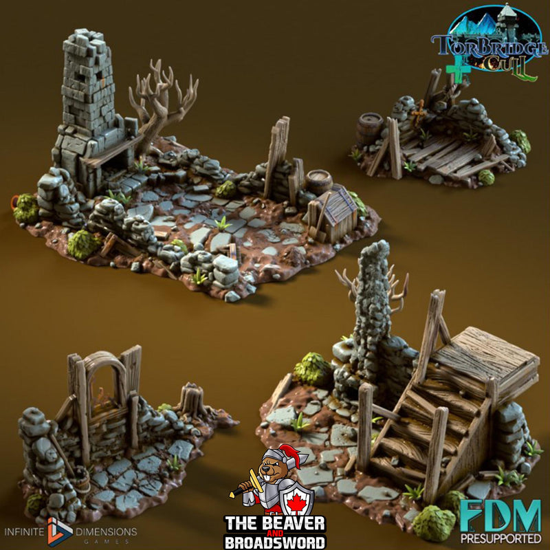 Ruined Building Scatter Terrain Set | Premium Mini Scatter Terrain for Tabletop Gaming, DnD, Wargaming and more!