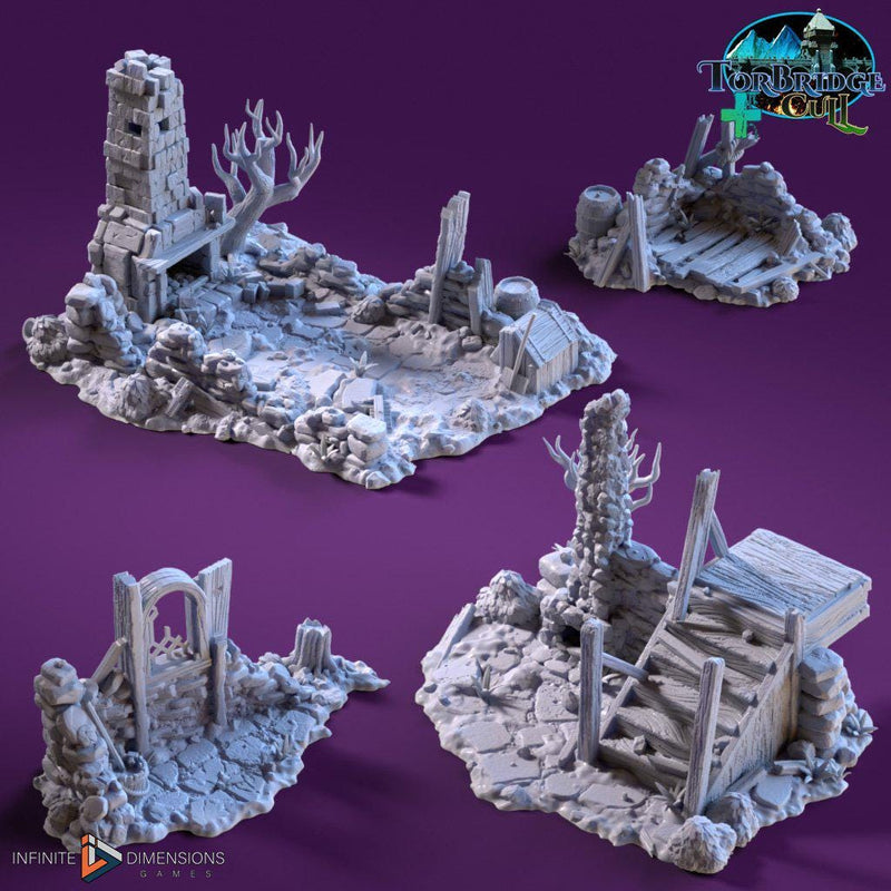 Ruined Building Scatter Terrain Set | Premium Mini Scatter Terrain for Tabletop Gaming, DnD, Wargaming and more!