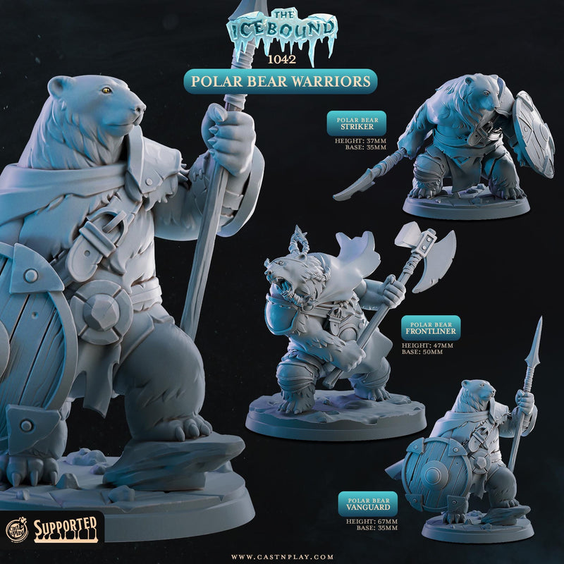 Polar Bear Warriors Mini Set | Premium Resin Miniature for Tabletop Gaming, DnD, Wargaming and more!
