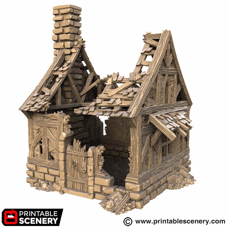 Ruined Bella’s Cottage – Printable Scenery 3D printed tabletop terrain