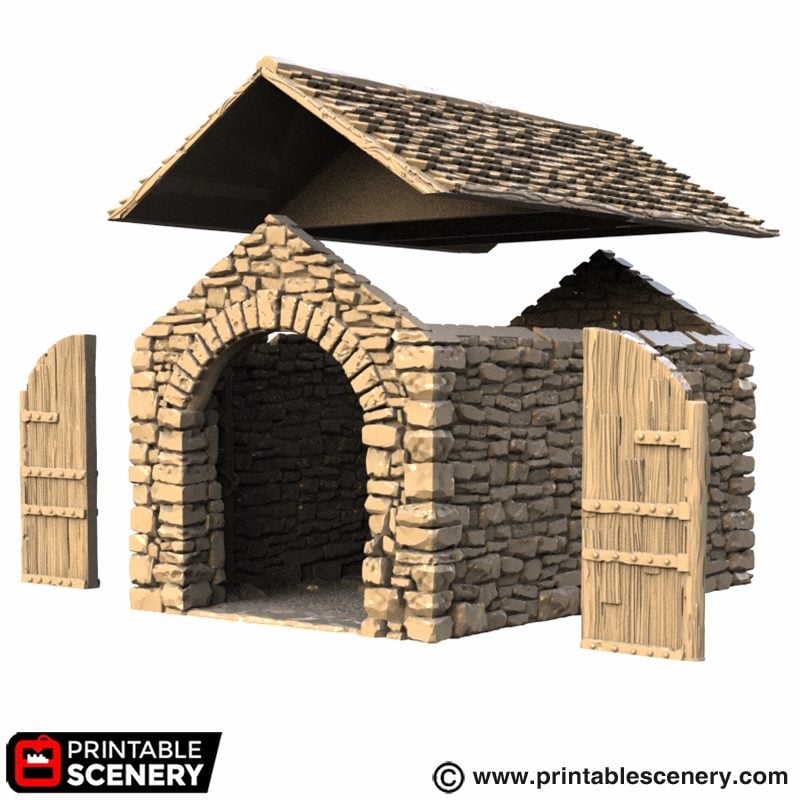 Castle Stone Barn – Printable Scenery 3D printed tabletop terrain