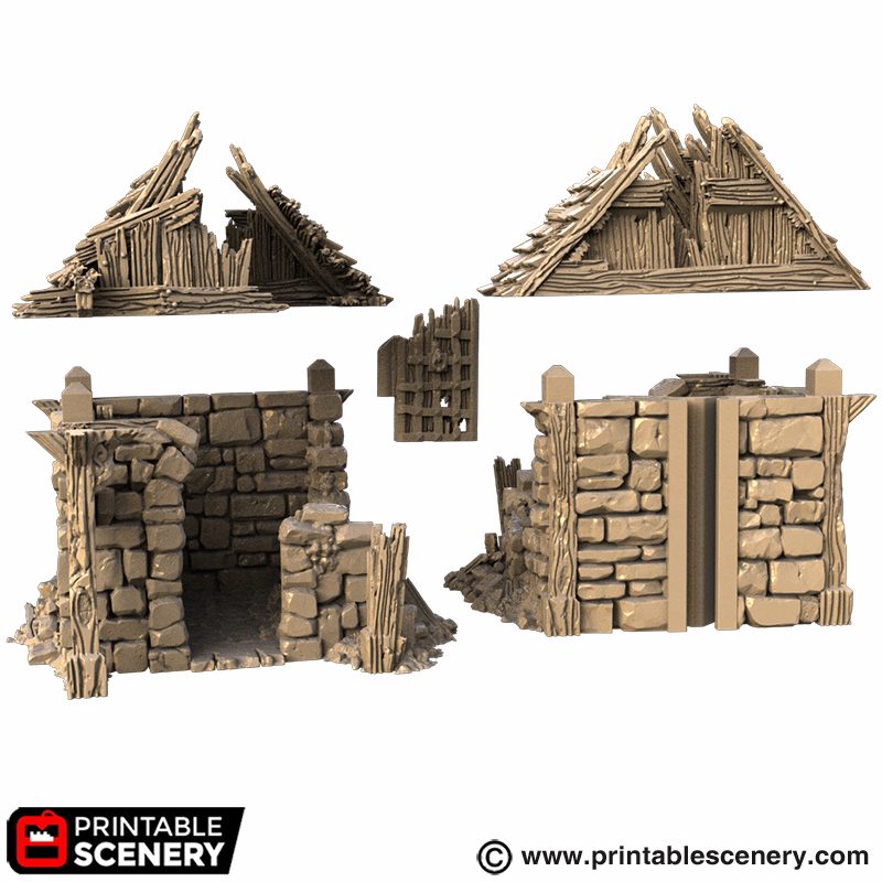 Ruined Outside Vault – Printable Scenery 3D printed tabletop terrain
