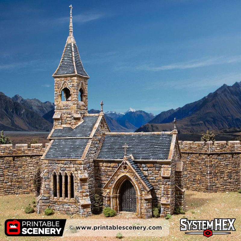 Castle Church – Printable Scenery 3D printed tabletop terrain