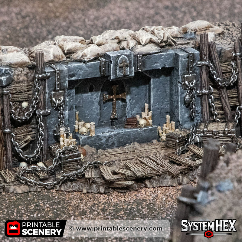 Sunken Trench Shrine – Trench Crusade compatible SystemHEX 3D printed terrain
