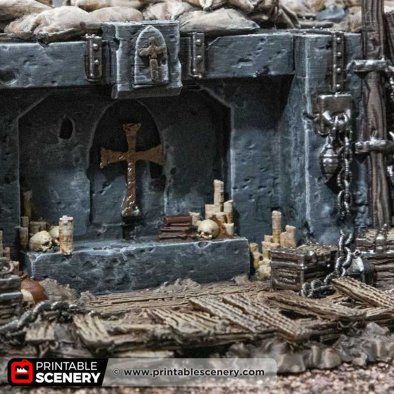 Sunken Trench Shrine – Trench Crusade compatible SystemHEX 3D printed terrain