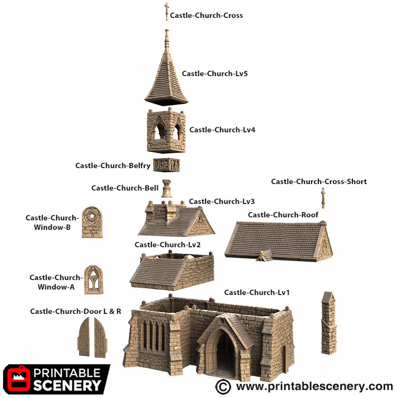 Castle Church – Printable Scenery 3D printed tabletop terrain
