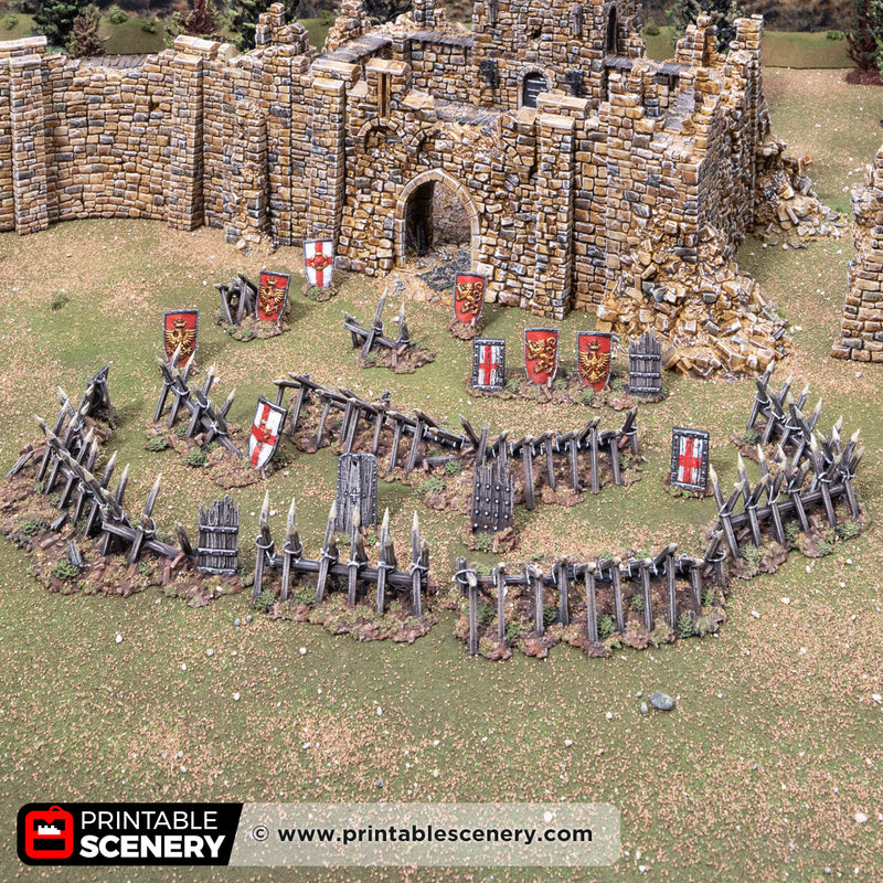 Cheval de frise & Pavise – Printable Scenery 3D printed tabletop terrain