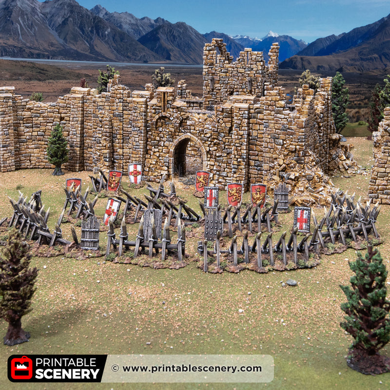 Cheval de frise & Pavise – Printable Scenery 3D printed tabletop terrain