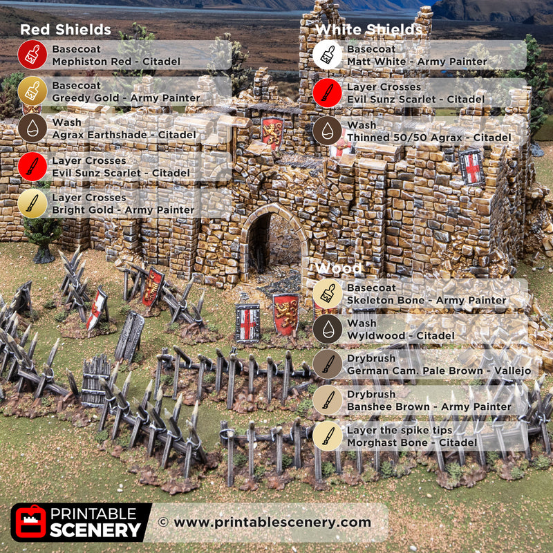 Cheval de frise & Pavise – Printable Scenery 3D printed tabletop terrain