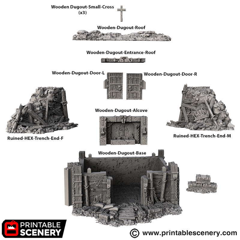 Wooden Dugout – Trench Crusade compatible SystemHEX 3D printed terrain