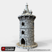 Winterdale Round Tower – Printable Scenery 3D printed tabletop terrain