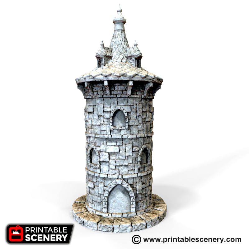 Winterdale Round Tower – Printable Scenery 3D printed tabletop terrain