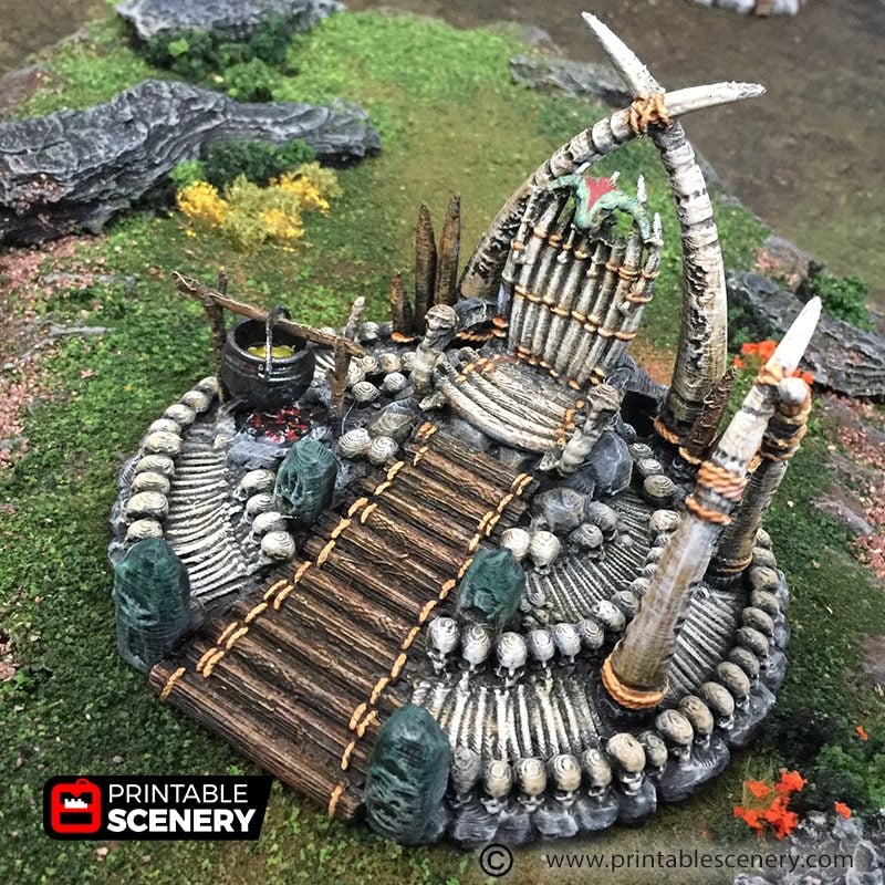 Lost Tribes War Boss Throne – Printable Scenery 3D printed tabletop terrain
