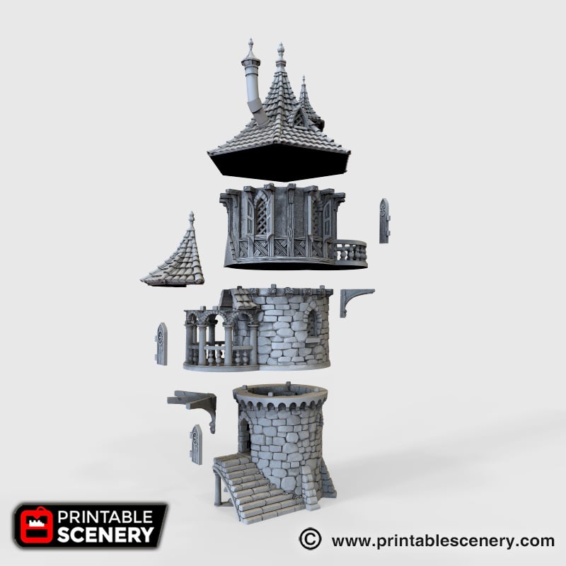 Port Winterdale Wizard Tower – Printable Scenery 3D printed tabletop terrain