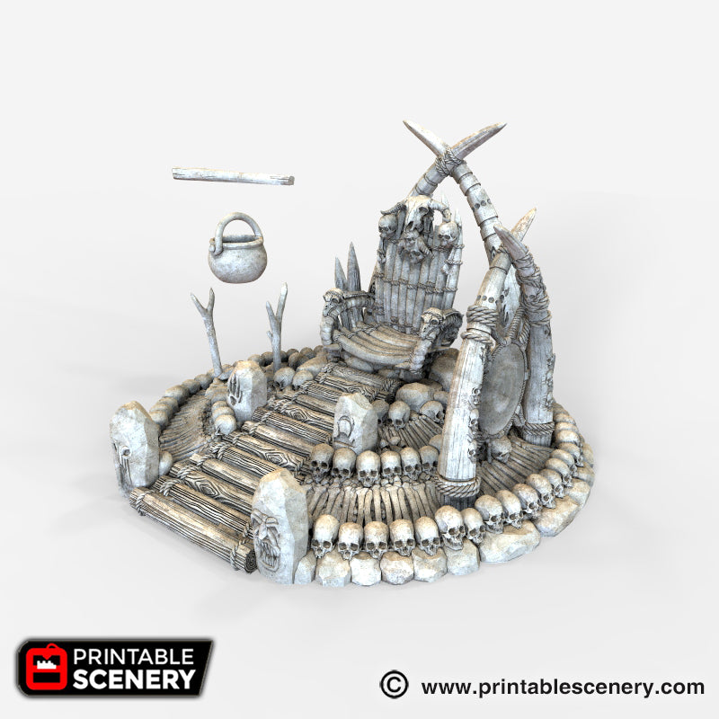 Lost Tribes War Boss Throne – Printable Scenery 3D printed tabletop terrain