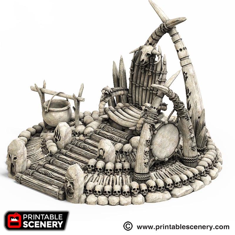 Lost Tribes War Boss Throne – Printable Scenery 3D printed tabletop terrain