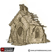 Ruined Small Chapel – Printable Scenery 3D printed tabletop terrain