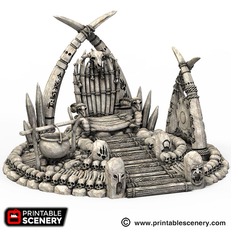 Lost Tribes War Boss Throne – Printable Scenery 3D printed tabletop terrain