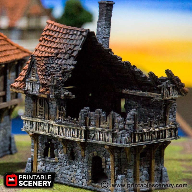 Port Winterdale Ruined Port House – Printable Scenery 3D printed tabletop terrain