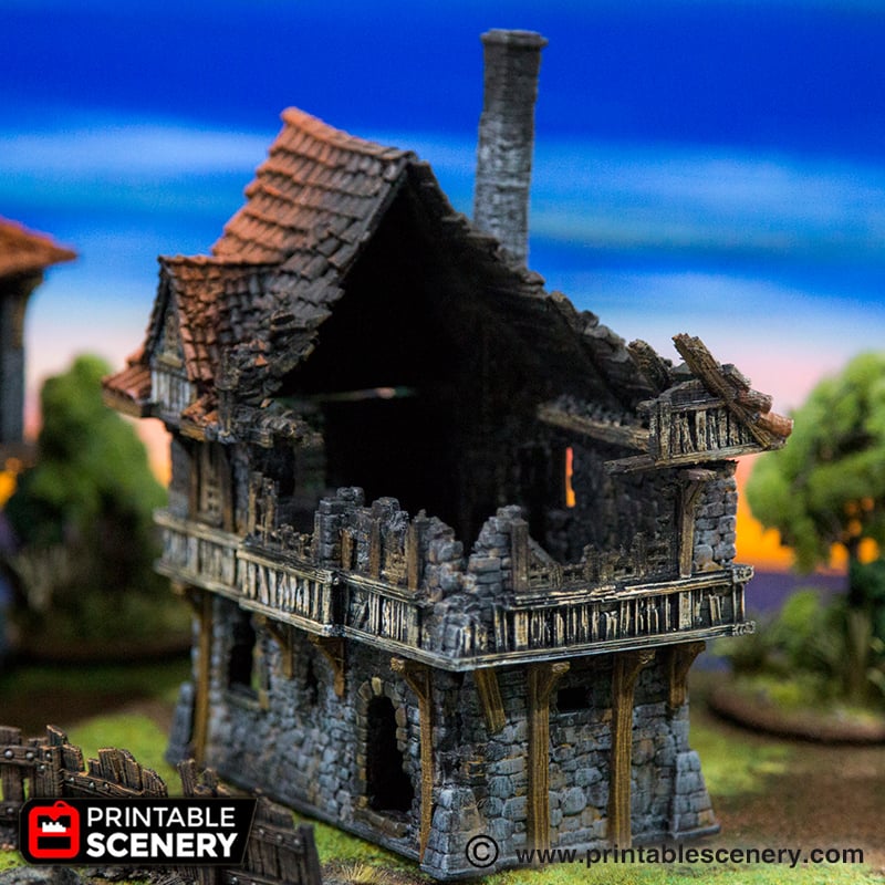 Port Winterdale Ruined Port House – Printable Scenery 3D printed tabletop terrain