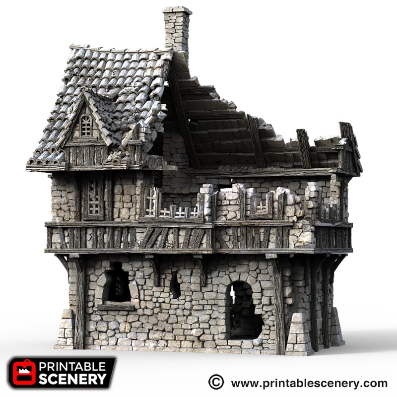 Port Winterdale Ruined Port House – Printable Scenery 3D printed tabletop terrain