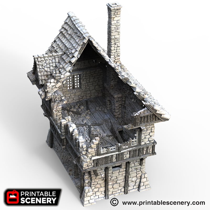 Port Winterdale Ruined Port House – Printable Scenery 3D printed tabletop terrain
