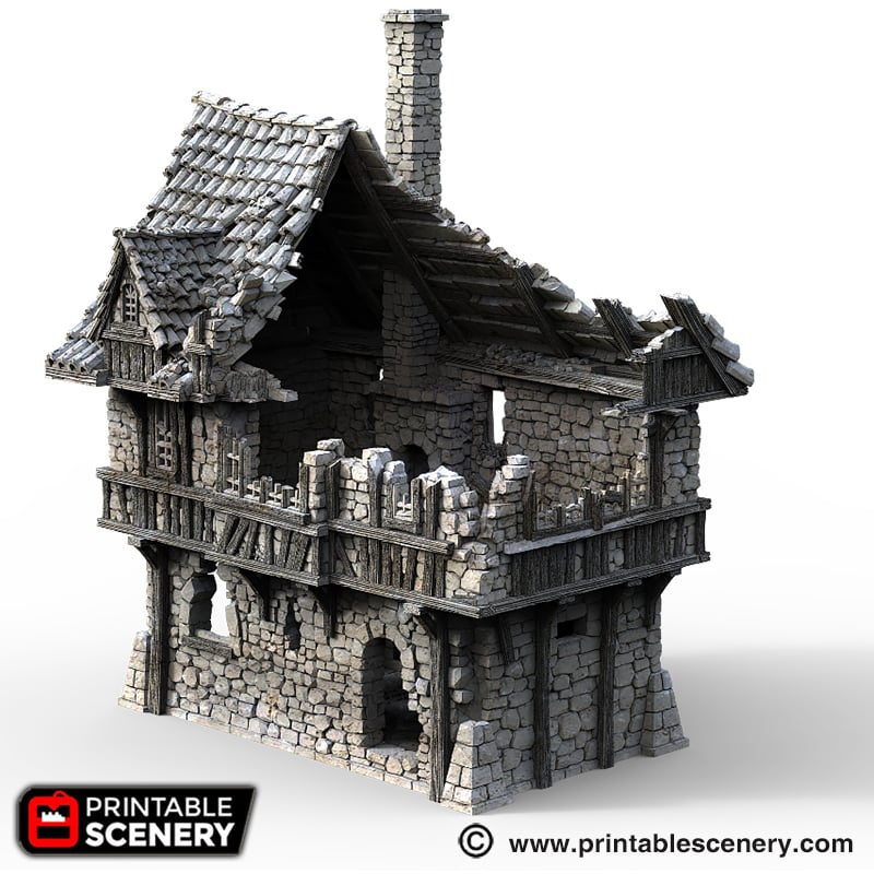 Port Winterdale Ruined Port House – Printable Scenery 3D printed tabletop terrain