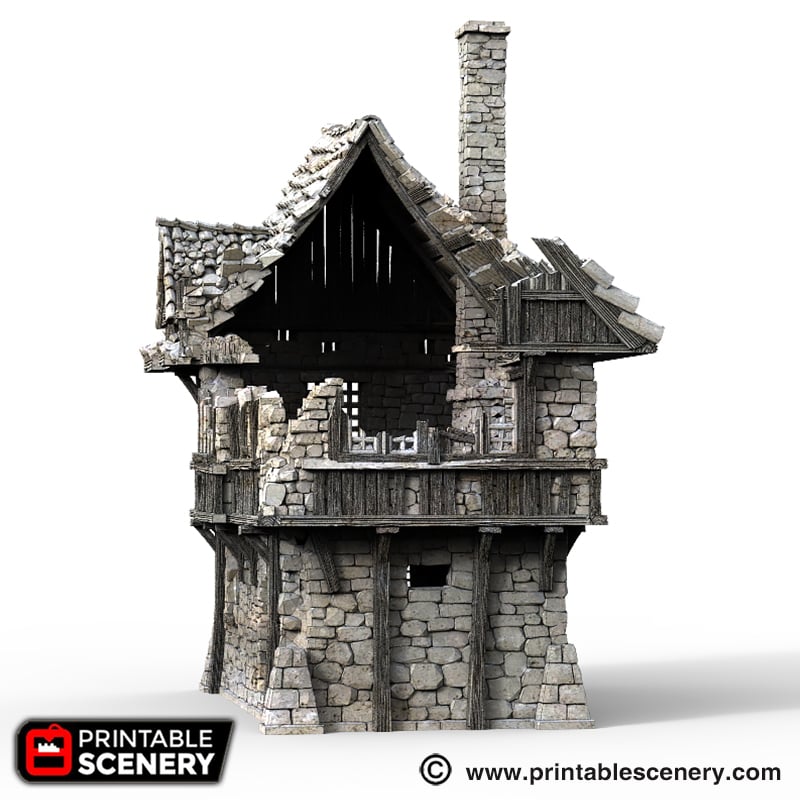 Port Winterdale Ruined Port House – Printable Scenery 3D printed tabletop terrain