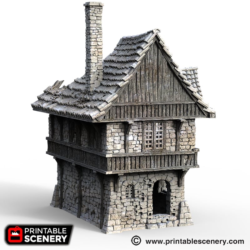 Port Winterdale Ruined Port House – Printable Scenery 3D printed tabletop terrain